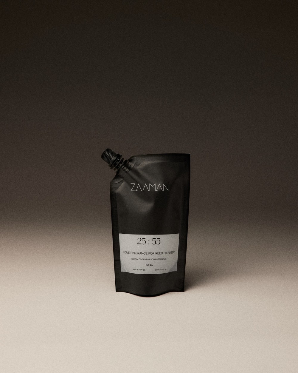 Zaaman 25:55 reed diffuser refill pouch, studio shot
